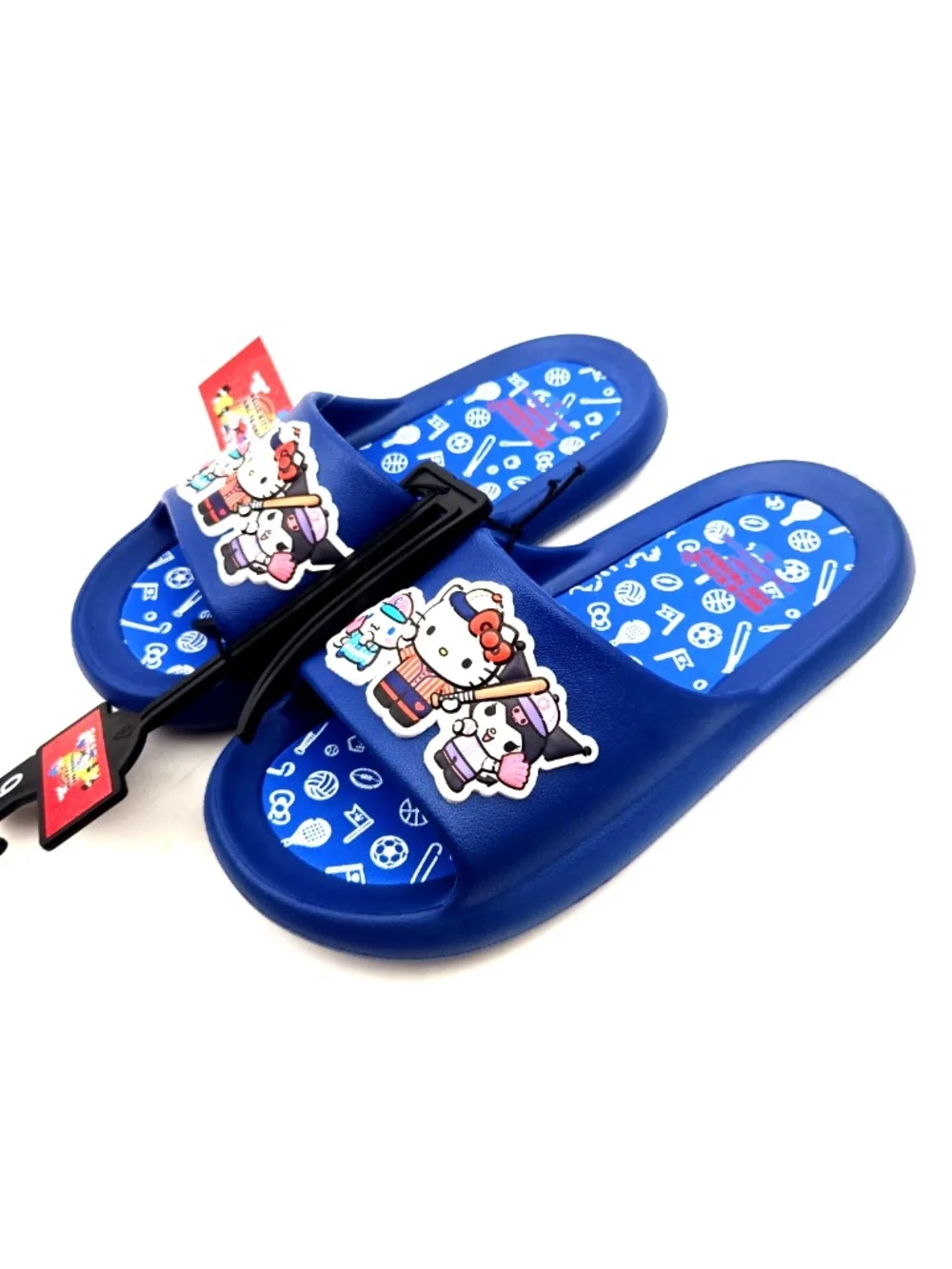 Girls Sandals Shoes Size 6 Hello Kitty Slides Blue Slip on Summer Footwear